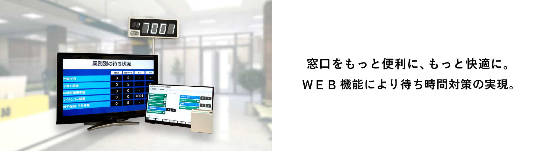 窓口をもっと便利に、もっと快適に。３密対策にも有効で多言語にも対応。